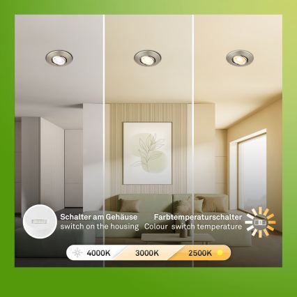 Briloner 7586032 - Komplektas 3x LED vonios įleidžiamų šviestuvų KLIRA 1xLED/4,9W/230V 2500/3000/4000K IP23 matinis chromas