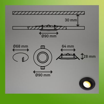 Briloner 7586035 - KOMPLEKTAS 3x LED Vonios kambario įleidžiamas šviestuvas KLIRA 1xLED/4,9W/230V 2500/3000/4000K IP23 juodas