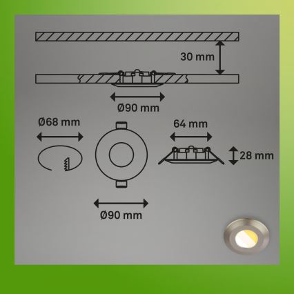 Briloner 7588032 - 3 vnt. LED vonios įleidžiamųjų šviestuvų komplektas KLIRA LED/4,9W/230V 2500/3000/4000K IP44 matinis chromas