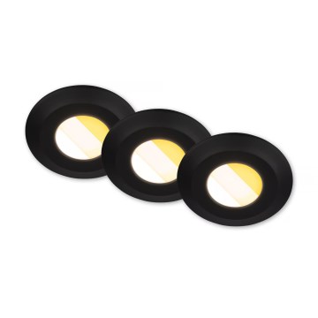 Briloner 7589035 - Komplektas 3xLED dimeriuojamas vonios kambario įmontuojamas šviestuvas KLIRA 1xLED/4,9W/230V 2500/3000/4000K IP44 juodas
