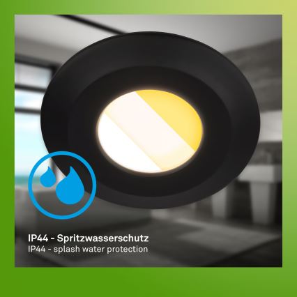 Briloner 7589035 - Komplektas 3xLED dimeriuojamas vonios kambario įmontuojamas šviestuvas KLIRA 1xLED/4,9W/230V 2500/3000/4000K IP44 juodas