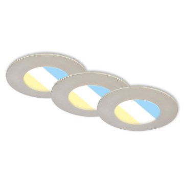 Briloner 7598032 - KOMPLEKTAS 3x LED įleidžiamas lubinis vonios šviestuvas LED/4,9W/230V IP44 2700/4000/6500K matinis chromas