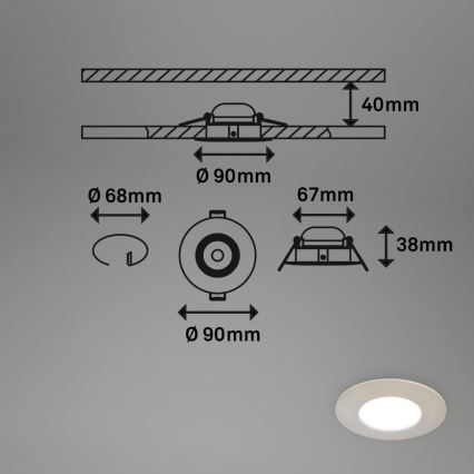 Briloner 7598032 - KOMPLEKTAS 3x LED įleidžiamas lubinis vonios šviestuvas LED/4,9W/230V IP44 2700/4000/6500K matinis chromas