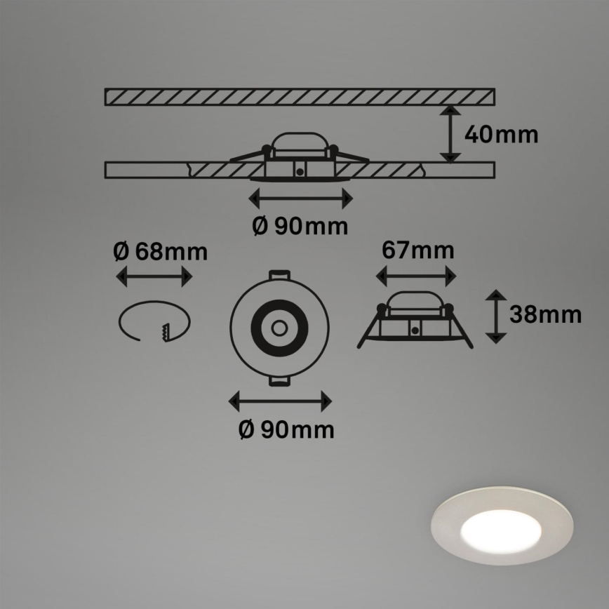 Briloner 7598032 - KOMPLEKTAS 3x LED įleidžiamas lubinis vonios šviestuvas LED/4,9W/230V IP44 2700/4000/6500K matinis chromas