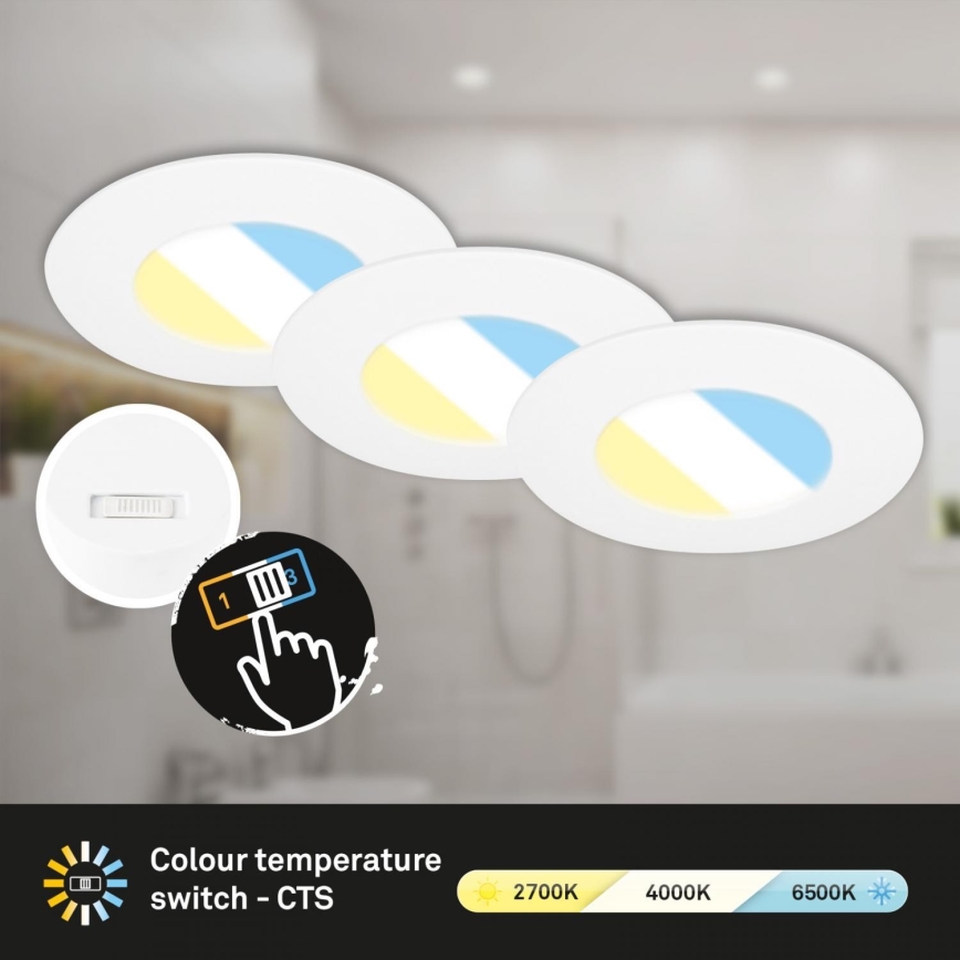 Briloner 7598036 - KOMPLEKTAS 3x LED įleidžiamas lubinis vonios šviestuvas LED/4,9W/230V IP44 2700/4000/6500K balta