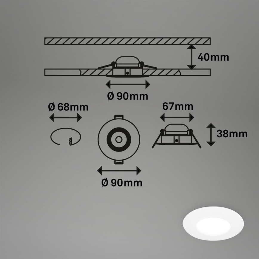 Briloner 7598036 - KOMPLEKTAS 3x LED įleidžiamas lubinis vonios šviestuvas LED/4,9W/230V IP44 2700/4000/6500K balta