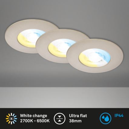 Briloner 7605032 - Komplektas 3xLED vonios įleidžiamieji šviestuvai LED/4,9W/230V 2700/4000/6500K IP44 matinis chromas