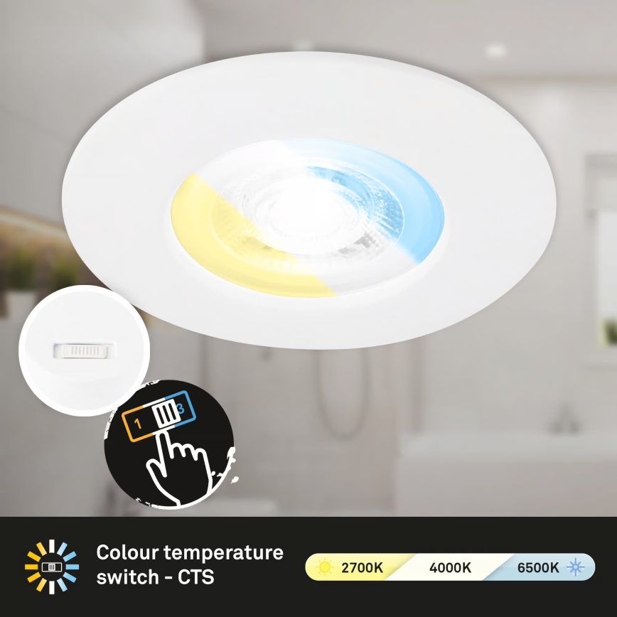 Briloner 7605036 - KOMPLEKTAS 3xLED įleidžiamieji vonios šviestuvai LED/4,9W/230V 2700/4000/6500K IP44 balti