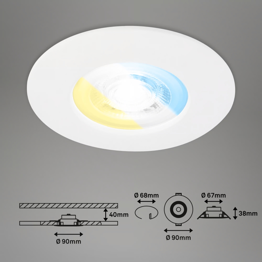 Briloner 7605036 - KOMPLEKTAS 3xLED įleidžiamieji vonios šviestuvai LED/4,9W/230V 2700/4000/6500K IP44 balti