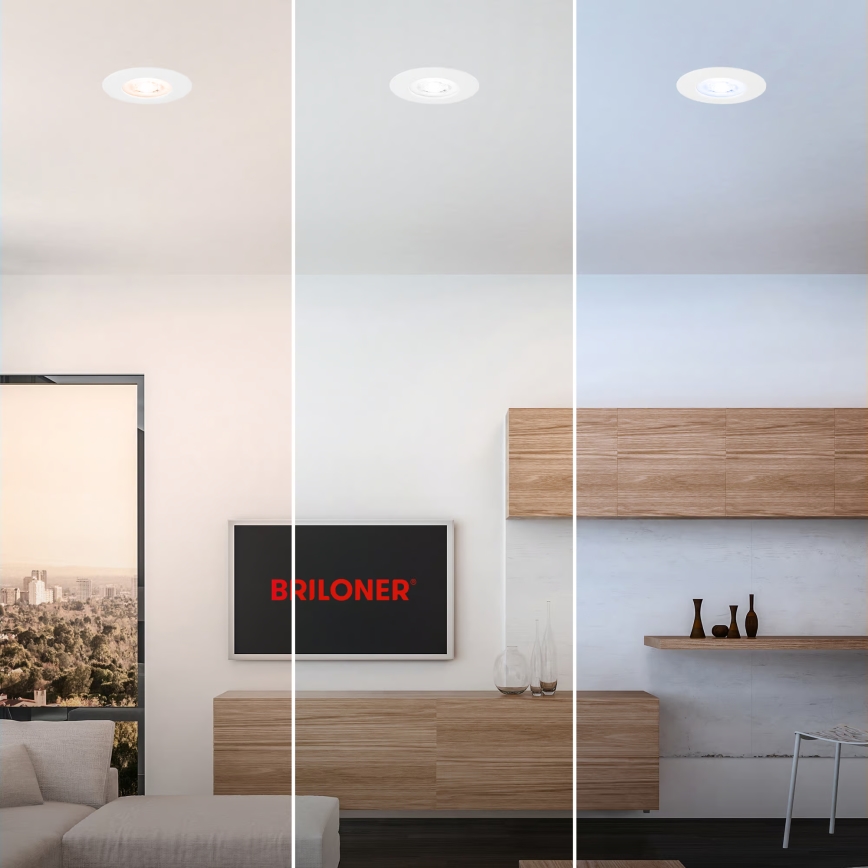 Briloner 7605036 - Komplektas 3xLED Įleidžiamas vonios kambario šviestuvas 3xLED/4,9W/230V 2700/4000/6500K IP44 balta