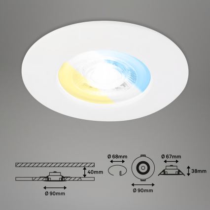 Briloner 7605036 - Komplektas 3xLED Įleidžiamas vonios kambario šviestuvas 3xLED/4,9W/230V 2700/4000/6500K IP44 balta