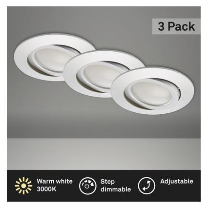 Briloner 8309-039 - KOMPLEKTAS 3x LED Reguliuojamas vonios įleidžiamas šviestuvas LED/5W/230V IP23