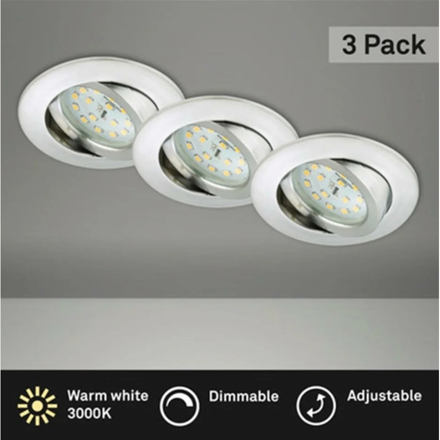 Briloner 8317-039-KOMPLEKTAS 3x LED Reguliuojamas vonios įleidžiamas šviestuvas LED/5,5W/230V IP23