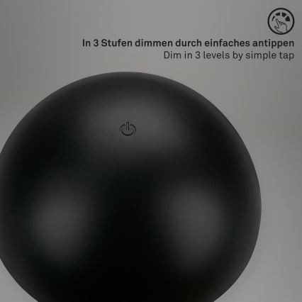 Briloner - reguliuojama LED įkraunama jutiklinė lauko stalo lempa LED/2,6W/5V 3000K IP44 2000 mAh juoda