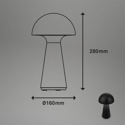 Briloner - reguliuojama LED įkraunama jutiklinė lauko stalo lempa LED/2,6W/5V 3000K IP44 2000 mAh juoda