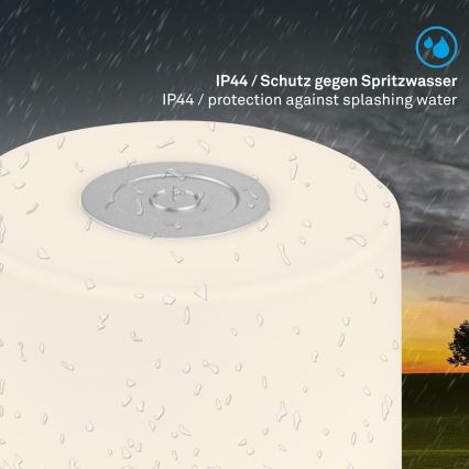 Briloner - LED dimeriuojama įkraunama jutiklinė lauko stalinė lempa LED/2W/5V 2700K IP44 1200 mAh matinis chromas