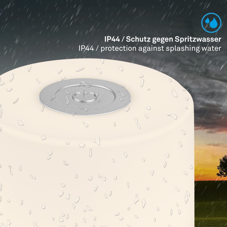 Briloner - LED dimeriuojama įkraunama jutiklinė lauko stalinė lempa LED/2W/5V 2700K IP44 1200 mAh matinis chromas
