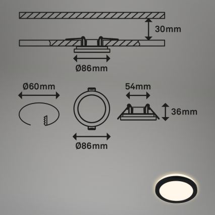 Briloner - KOMPLEKTAS 3x LED įleidžiamas lubinis vonios šviestuvas LED/3W/230V IP44