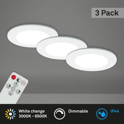 Briloner - KOMPLEKTAS 3x LED Reguliuojamas vonios įleidžiamas šviestuvas LED/4,8W/230V 3000-6500K IP44 + nuotolinio valdymo pultas