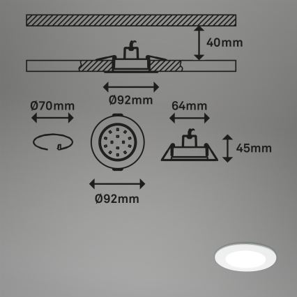 Briloner - KOMPLEKTAS 3x LED Reguliuojamas vonios įleidžiamas šviestuvas LED/4,8W/230V 3000-6500K IP44 + nuotolinio valdymo pultas