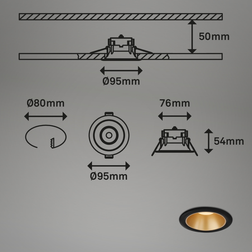 Briloner - KOMPLEKTAS 3x LED įleidžiamas lubinis vonios šviestuvas LED/4,9W/230V IP44