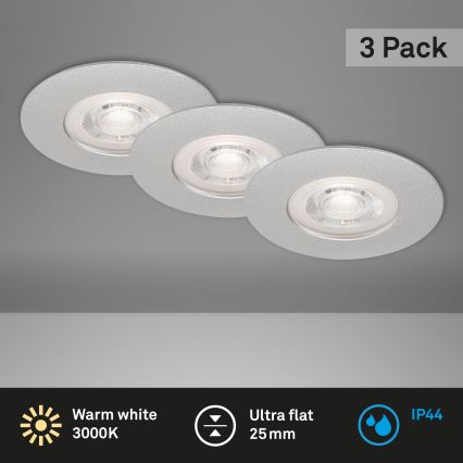 Briloner- KOMPLEKTAS 3x LED įleidžiamas lubinis vonios šviestuvas LED/4,9W/230V IP44 sidabras