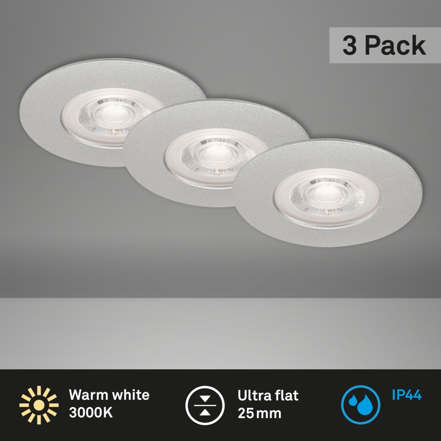 Briloner- KOMPLEKTAS 3x LED įleidžiamas lubinis vonios šviestuvas LED/4,9W/230V IP44 sidabras