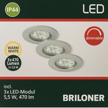 Briloner - KOMPLEKTAS 3x LED Reguliuojamas vonios įleidžiamas šviestuvas LED/5,5W/230V IP44