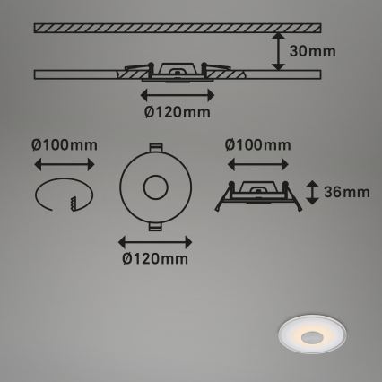 Briloner - KOMPLEKTAS 3x LED įleidžiamas lubinis vonios šviestuvas LED/6W/230V IP44 chromas