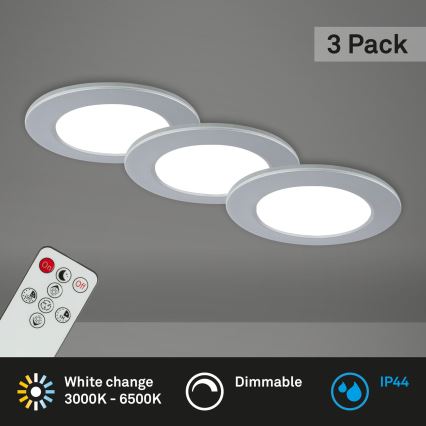 Briloner - KOMPLEKTAS 3x LED Reguliuojamas vonios įleidžiamas šviestuvas LED/4,8W/230V 3000-6500K IP44 + nuotolinio valdymo pultas