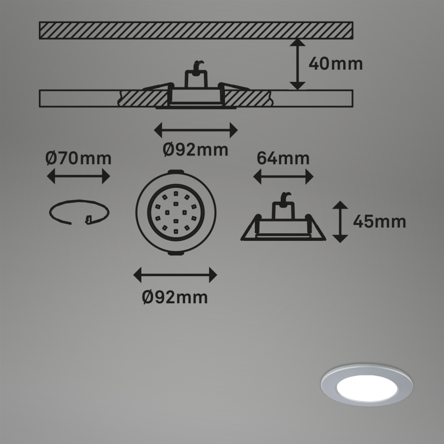 Briloner - KOMPLEKTAS 3x LED Reguliuojamas vonios įleidžiamas šviestuvas LED/4,8W/230V 3000-6500K IP44 + nuotolinio valdymo pultas