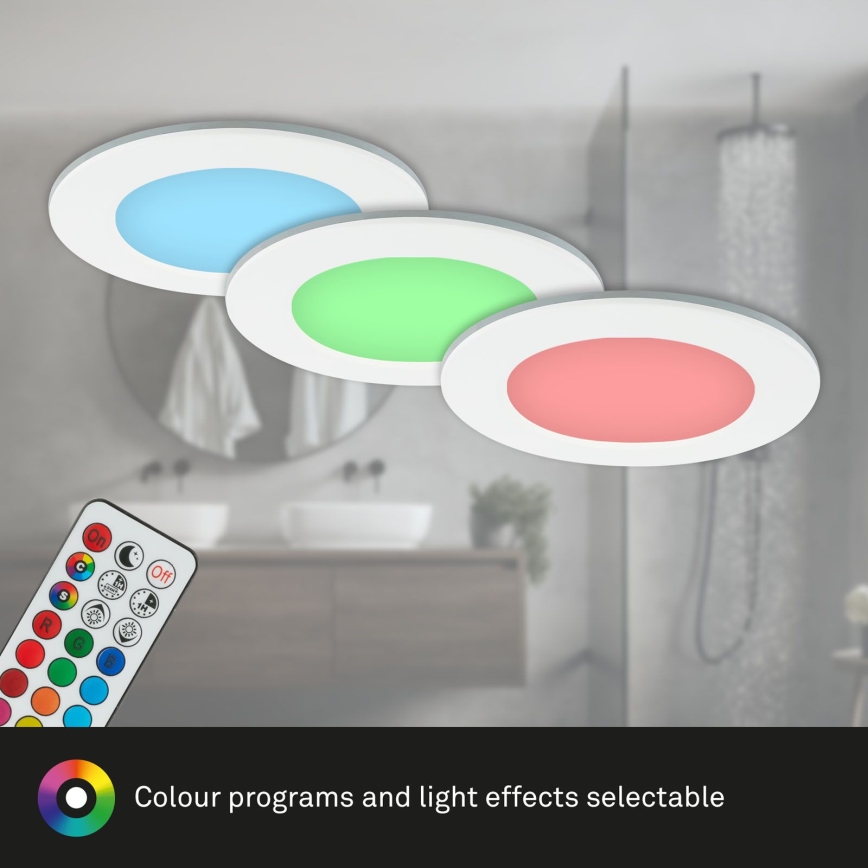 Briloner - KOMPLEKTAS 3x RGBW LED Reguliuojamas vonios įleidžiamas šviestuvas LED/4,8W/230V 3000-6500K IP65 + nuotolinio valdymo pultas