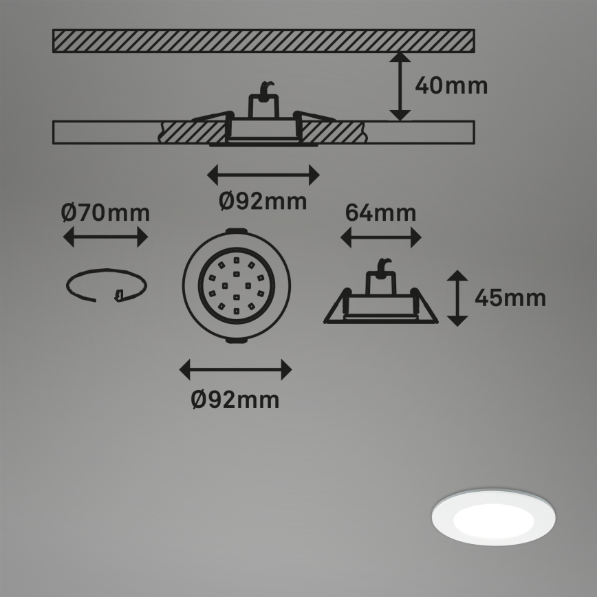 Briloner - KOMPLEKTAS 3x RGBW LED Reguliuojamas vonios įleidžiamas šviestuvas LED/4,8W/230V 3000-6500K IP65 + nuotolinio valdymo pultas
