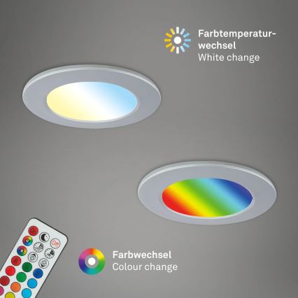 Briloner - KOMPLEKTAS 3x LED RGBW Pritemdomas įleidžiamas lubinis vonios šviestuvas LED/4,8W/230V 3000-6500K IP65 + nuotolinio valdymo pultas