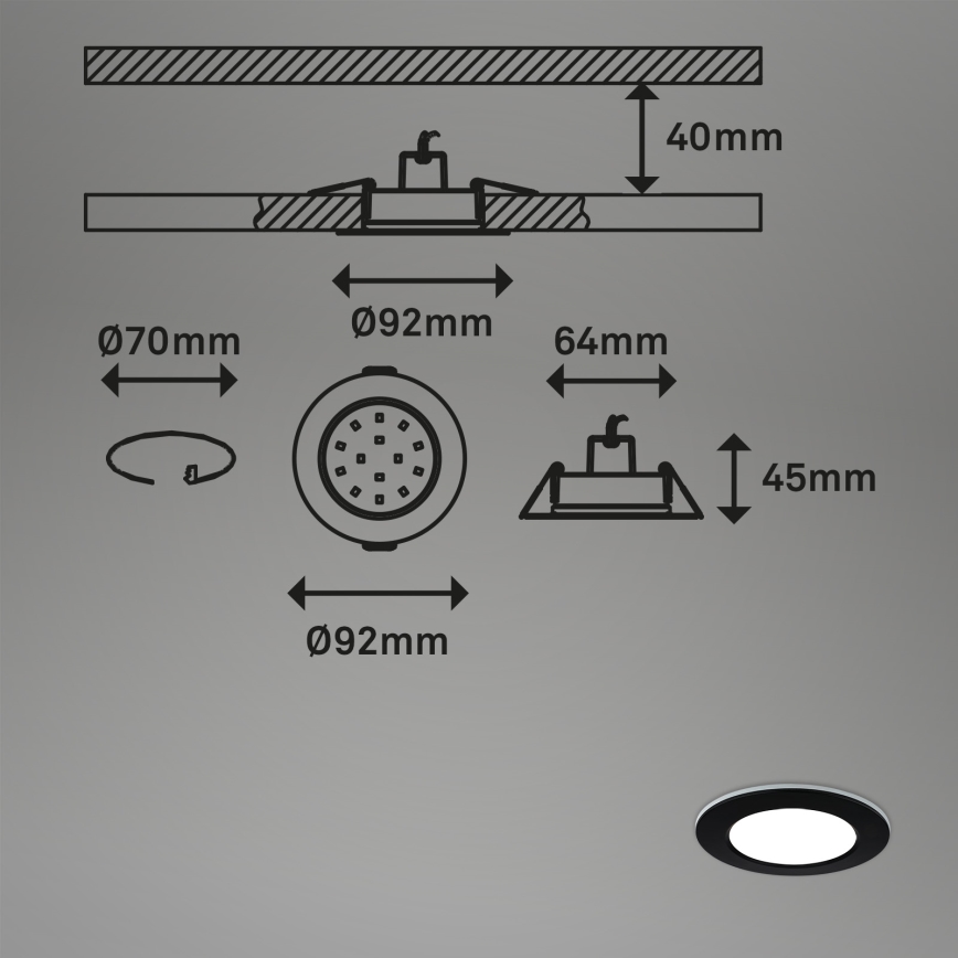 Briloner - KOMPLEKTAS 3x LED RGBW Pritemdomas įleidžiamas lubinis vonios šviestuvas LED/4,8W/230V 3000-6500K IP65 + nuotolinio valdymo pultas