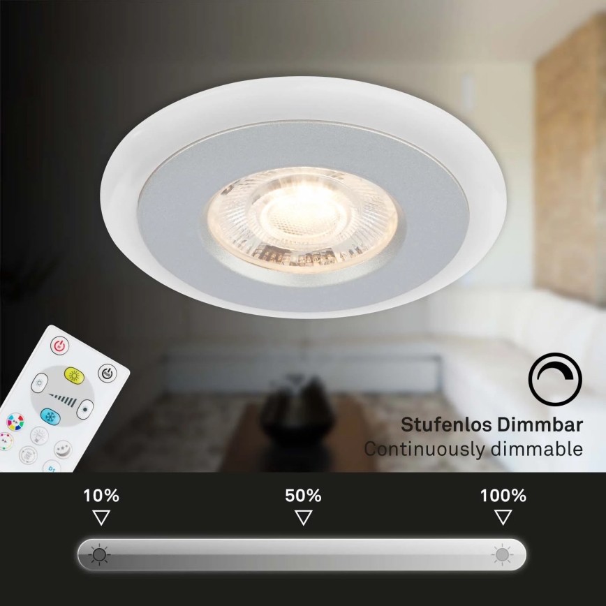 Briloner - KOMPLEKTAS 3x LED RGBW Pritemdomas įleidžiamas lubinis vonios šviestuvas LED/5W/230V 3000-6500K IP44 + nuotolinio valdymo pultas