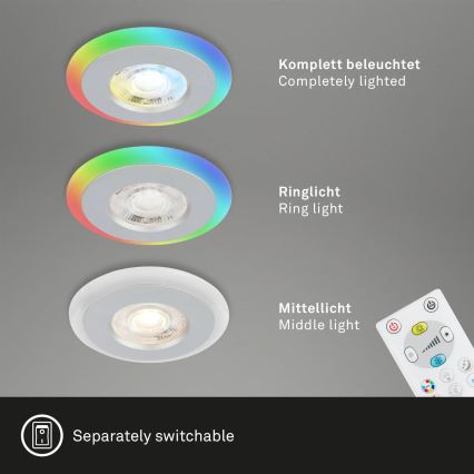 Briloner - KOMPLEKTAS 3x LED RGBW Pritemdomas įleidžiamas lubinis vonios šviestuvas LED/5W/230V 3000-6500K IP44 + nuotolinio valdymo pultas