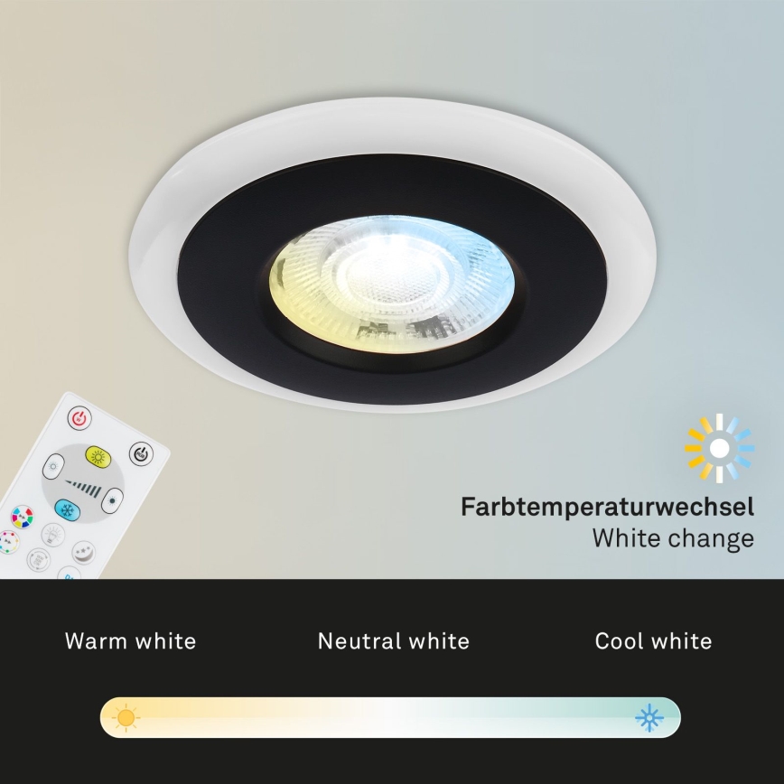 Briloner - KOMPLEKTAS 3x LED RGBW Pritemdomas įleidžiamas lubinis vonios šviestuvas LED/5W/230V 3000-6500K IP44 + nuotolinio valdymo pultas