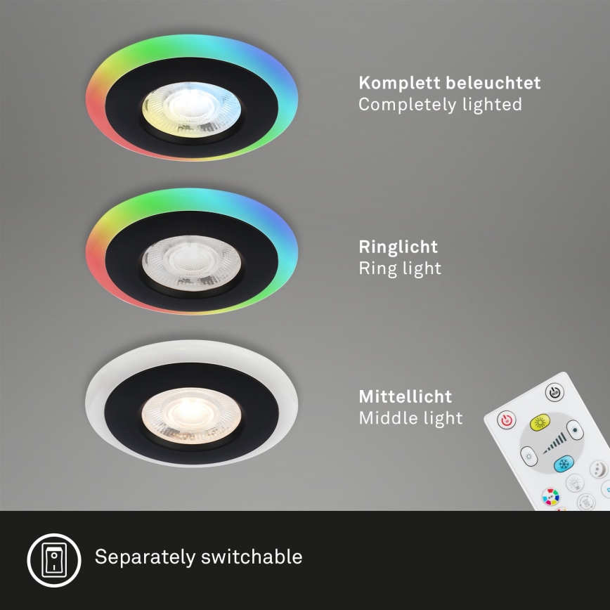 Briloner - KOMPLEKTAS 3x LED RGBW Pritemdomas įleidžiamas lubinis vonios šviestuvas LED/5W/230V 3000-6500K IP44 + nuotolinio valdymo pultas