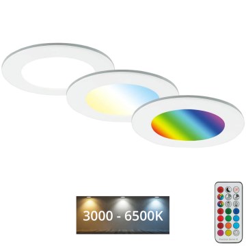 Briloner - KOMPLEKTAS 3x RGBW LED Reguliuojamas vonios įleidžiamas šviestuvas LED/4,8W/230V 3000-6500K IP65 + nuotolinio valdymo pultas