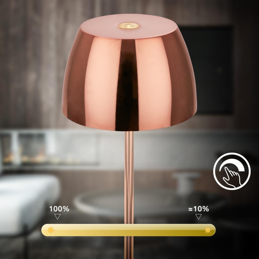 Briloner - LED reguliuojama įkraunama jutiklinė lauko stalinė lempa MINI LED/2,5W/5V IP44 1800 mAh, vario spalvos