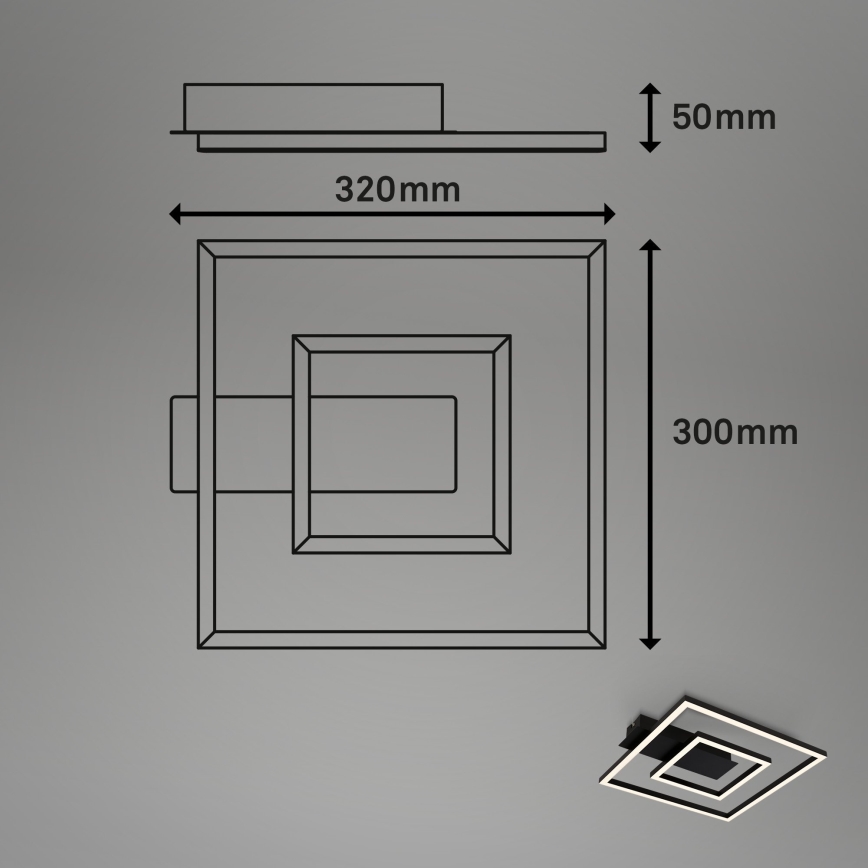Briloner - LED lubinis šviestuvas FRAME LED/22W/230V 3000K 30x32 cm juodas
