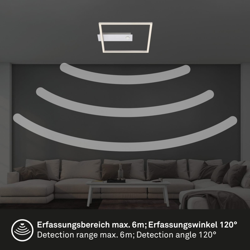 Briloner - LED lubinis šviestuvas su judesio ir sutemų jutikliu FRAME LED/14W/230V 3000K 30x32 cm matinis chromas