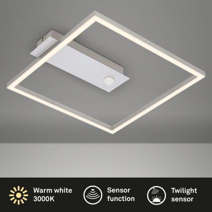 Briloner - LED lubinis šviestuvas su judesio ir sutemų jutikliu FRAME LED/14W/230V 3000K 30x32 cm matinis chromas