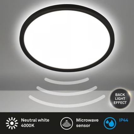 Briloner - LED vonios lubinis šviestuvas su judesio jutikliu MOVE LED/18W/230V IP44 skersmuo 29 cm juodas