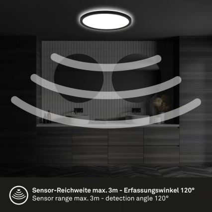 Briloner - LED vonios lubinis šviestuvas su judesio jutikliu MOVE LED/18W/230V IP44 skersmuo 29 cm juodas