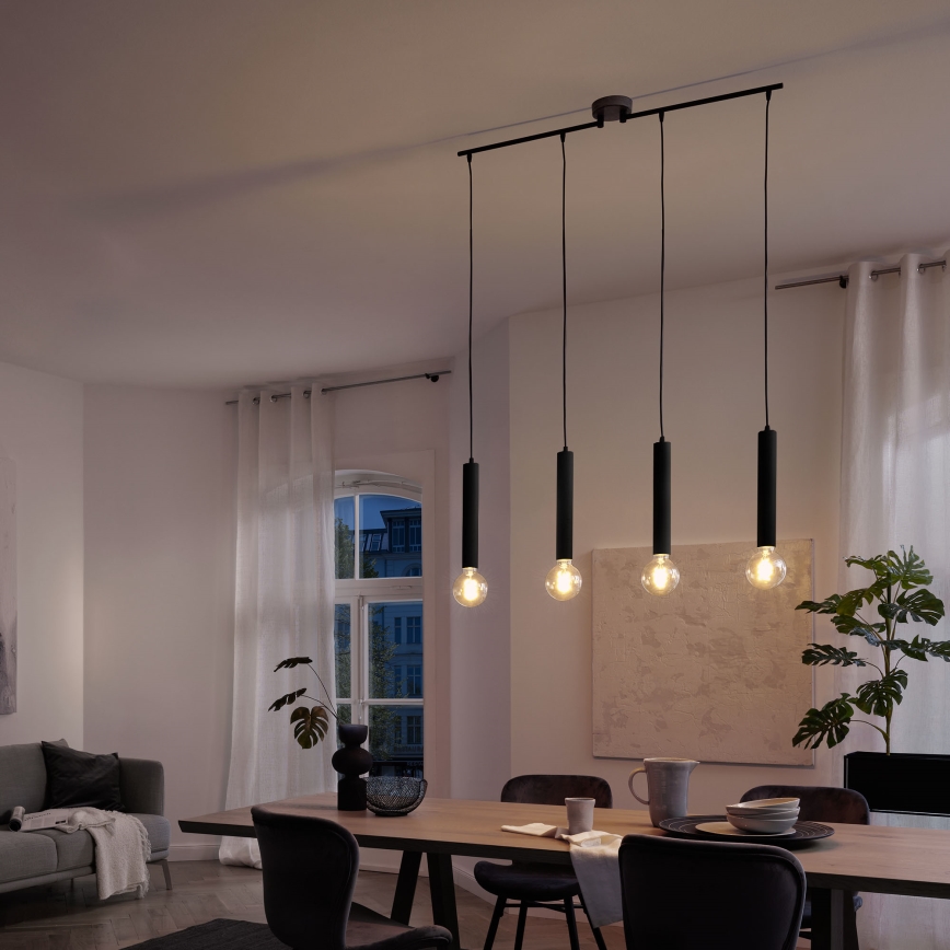 Briloner - Pakabinamas sietynas LONGA 4xE27/60W/230V juoda
