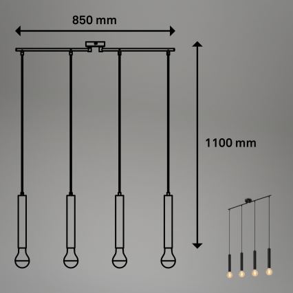 Briloner - Pakabinamas sietynas LONGA 4xE27/60W/230V juoda