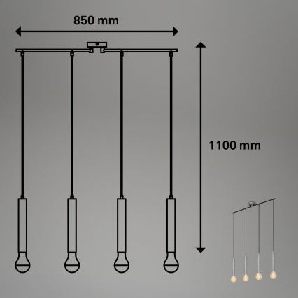 Briloner - Pakabinamas sietynas LONGA 4xE27/60W/230V sidabras