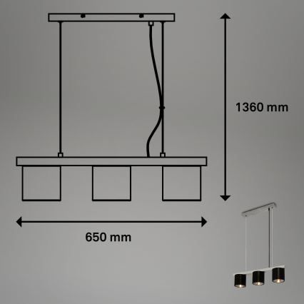 Briloner - Pakabinamas sietynas LURI 3xE14/25W/230V kaučiukas